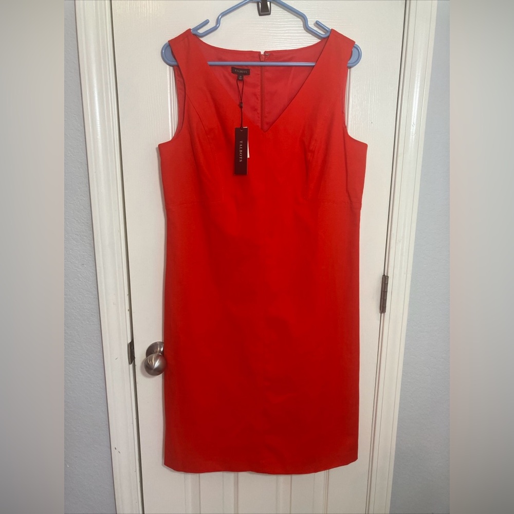 NWT Talbots Vibrant Red Midi Dress Size 12. 012025-0013
